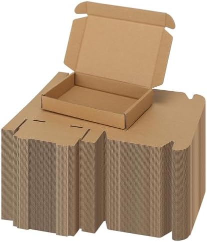 PHAREGE 100 Pack 6x4x1 inch Small Shipping Boxes, Brown Mailing Boxes by PHAREGE