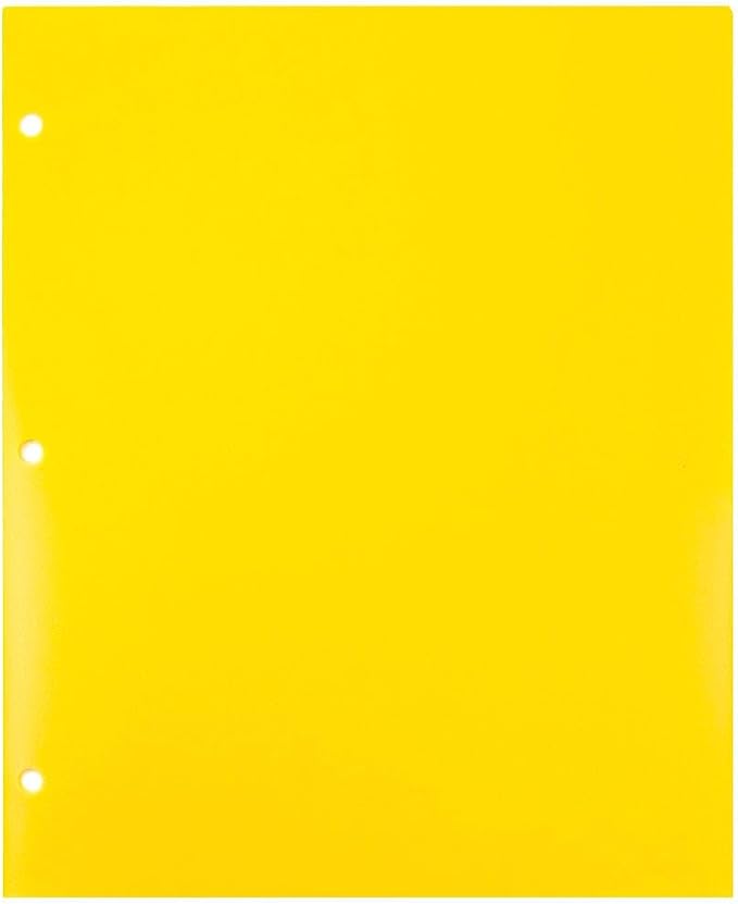 JAM PAPER Heavy Duty Plastic 3 Hole Punch Pocket Folders - Extra Tough School Folders - Yellow - Bulk 48/Pack - Image 4