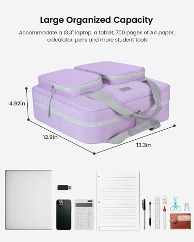 Zipper Binder 3 Inch 3 Ring with Shoulder Strap Multi-Pocket,Tough - Image 5