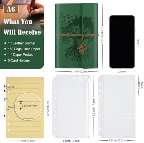10 Pack PU Leather Journal Notebook, Refillable Journal Bulk, Vintage Travel Journals for Writing, Gift Diary Journal for Women, Men, Girls, 100GSM Lined Paper, Each 160 Pages & 2 Pockets (A6, 5"x7" ) - Image 2