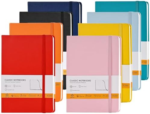 Lined Notebook Journals for Writing 5.5 x 8.2 inches, 160 Pages A5 Size with Expandable Pocket, Hardcover Notebooks for Work, 100GSM Paper (Assorted 8 Colors) by Unknown