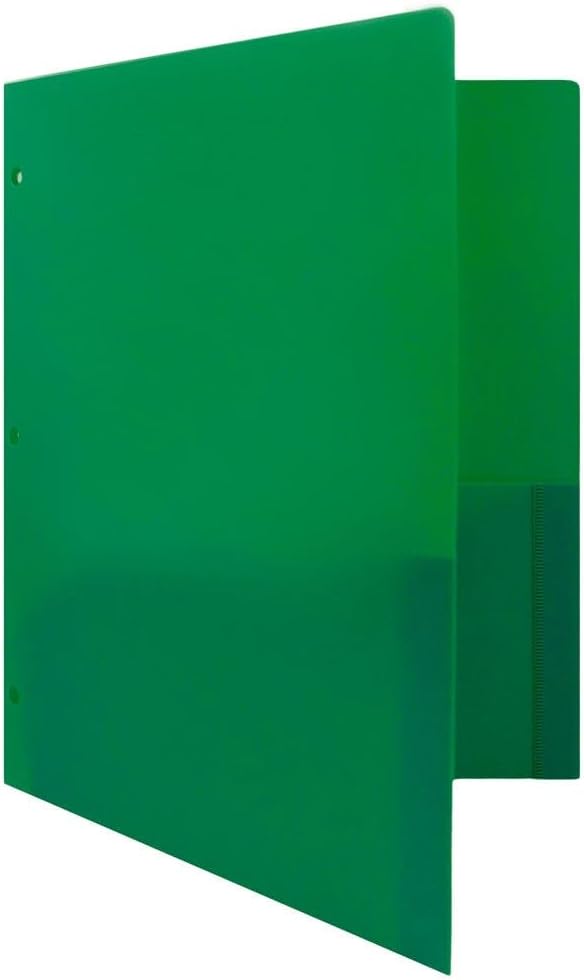 JAM PAPER Heavy Duty Plastic 3 Hole Punch Pocket Folders - Extra Tough School Folders - Green - Bulk 48/Pack - Image 3