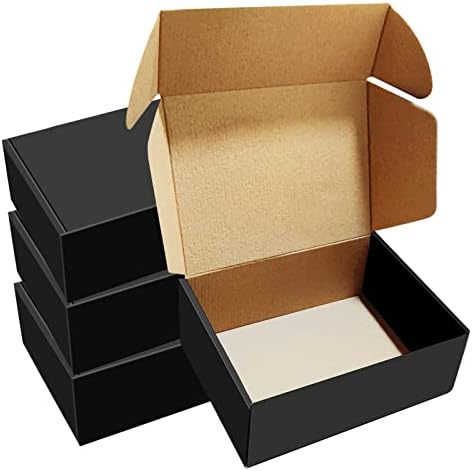 BoShahai 30 Pack 8x6x3 inch Black Shipping Boxes, Corrugated Cardboard by BoShahai