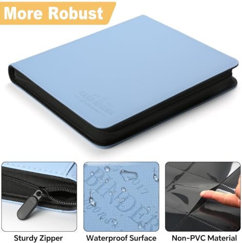 12-Pocket Business Card Binder holds 720 Cards, Premium Diamond Texture PU Leather Name Card Holder Organizer with Zipper, Black Sleeves Side Loading Card Book for Collectors - Image 3