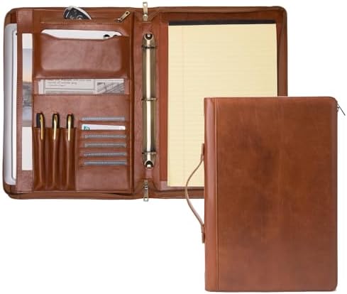 Leather 3 Ring Portfolio for 8.5 x 14" Pad and 15" Laptop by Geslun