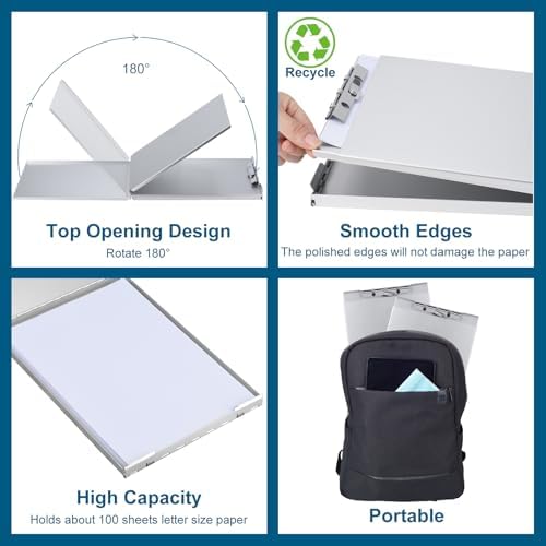 ZCZN Recycled Aluminum Storage Clipboard, Clipboard Box Set of 2, Form Holder, Suitable for School, Office, Jobsite or Medical Staff, Silver - Image 3