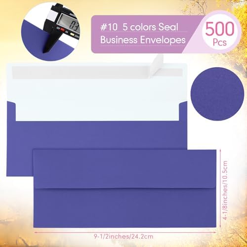 Jutom #10 Letter Size Kraft Envelopes, 5 Colors, 500 Pcs - Image 2