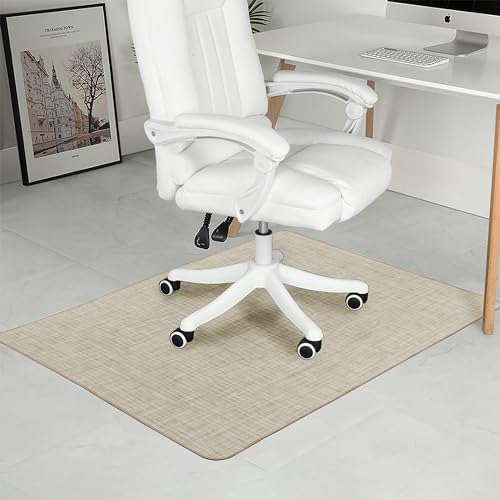 Chair Mat for Hardwood Floor, 47" x 60" Heavy Duty Office Chair Mat for Rolling Chairs, Anti Slip, Non-Curve, Floor Protector for Home Office, Ivory Linen Weave by RccugmatS