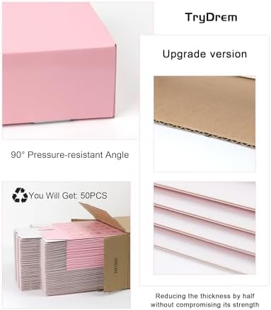 50 Pack Shipping Boxes 7x5x2 in, Cute Pink Corrugated Cardboard Boxes, Mailer Packaging Boxes for Small Business Gift Literature Shipping - Image 3