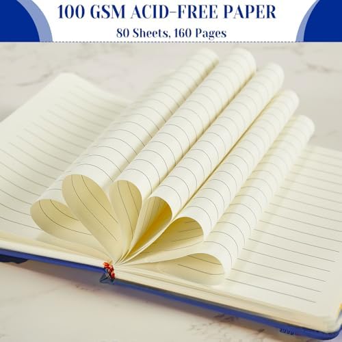 Laumoi 28 Pack A5 PU Leather Lined Notebook Journal, Navy Blue,Simple - Image 3
