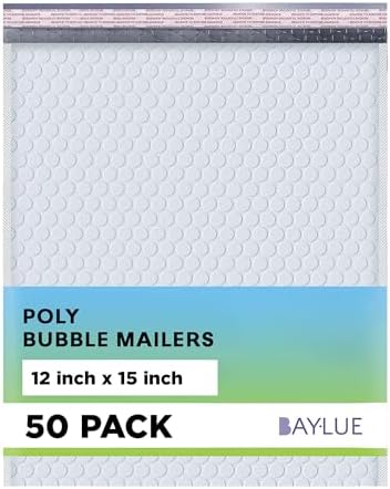 Arctic White Bubble Mailers 12x15 Self Seal Poly Padded Envelopes, 50 Pack by MAILERVIEW