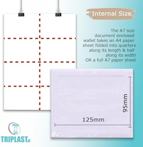 Triplast 3000 x A7 Plain Document Enclosed Wallet (95 x 125 mm) | Peel & Seal Clear Plastic Envelopes/Sleeves/Pockets/Wallets | Attach Invoices, Packing Lists & Delivery Notes to Parcels - Image 2