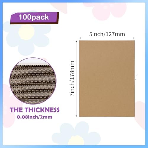 RLAVBL 100 Pack 5x7 Corrugated Cardboard Sheets, Flat Cardboard Inserts for Shipping, Mailing, Packing, DIY Crafts - Image 2