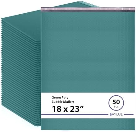 Green Bubble Mailers 18x23, Poly Padded Envelopes #9, 50 Pack by BAYLUE