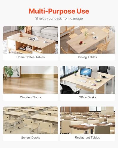 VEVOR Clear Table Cover Protector, 18" x 36" Customizable Plastic Desk Protector, 1.5 mm Thick Clear PVC Cover, Waterproof Desktop Guard for Writing, Coffee, Dining Room Desk - Image 6
