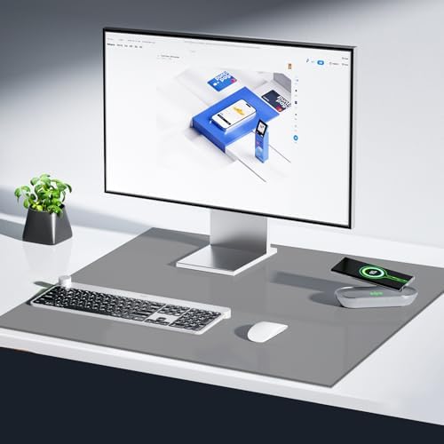VASUHOME 32" x 20" Grey Tempered Glass Desk Mat - Multi-Functional Desk Pad for Keyboard and Monitor Protection, Dry Erase Surface, Ideal Table Top Protector for Home & Office by VASUHOME