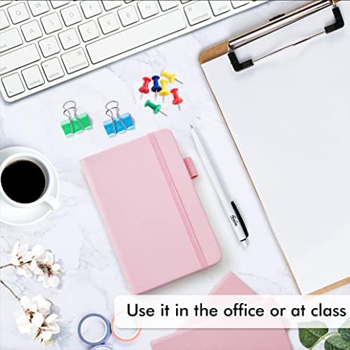 feela 15 Pack Pocket Small Notebooks Bulk, Mini Cute Memo Notepads Hardcover College Ruled Lined Journals with Pen Holder for Women Girls Office School, with 15 Black Pens, 3.5”x 5.5”, A6, Rose Pink - Image 4