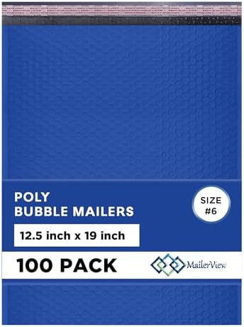Royal Blue Bubble Mailers 12.5x19.5 Poly Padded Envelopes #6 100 Pack by MAILERVIEW
