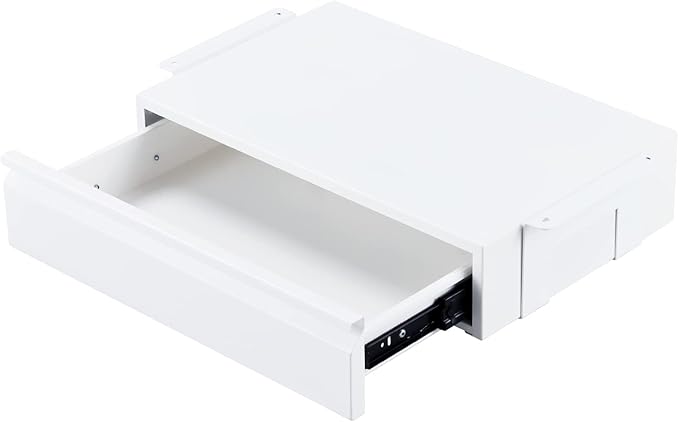 Under Desk Drawer 18”, Under Cabinet Counter Mount Pencil Drawer | White Normal, Under Workbench Tool Storage Hanging Metal Drawer,Large Standing Desk Lip Organizer for Laptop,Office Accessory by OSteedWares