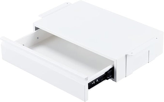 Under Desk Drawer 18”, Under Cabinet Counter Mount Pencil Drawer | White Normal, Under Workbench Tool Storage Hanging Metal Drawer,Large Standing Desk Lip Organizer for Laptop,Office Accessory by OSteedWares