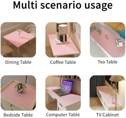 Faux Leather Table Cover,1.8mm Thick,30x48 Inch Desk Cover,Large Desk Mat,Table Protector,Table Cover Protector,Desk Top Cover,Table Tops Cut to Size(Pink+Silvery,30x48) - Image 6