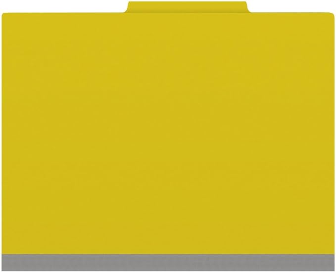25 Pt. Pressboard Classification Folders, 2/5 Cut ROC Top Tab, Letter Size, 1 Pocket Divider, Yellow (Box of 10) - Image 2