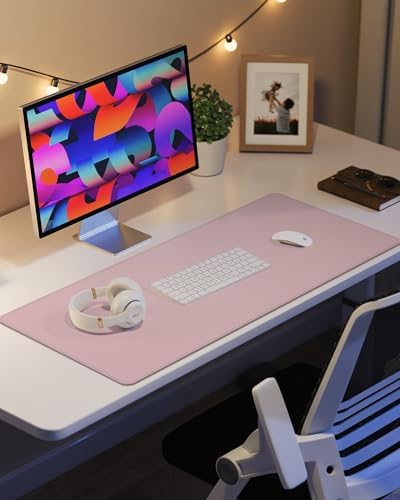 Leather Desk Pad Protector,Desk Mat,Large Mouse Pad, Non-Slip Desk Pad, Waterproof PU Leather Desk Blotter Mat, Desk Cover for Office and Home (Light Pink, 36" x 17") - Image 6