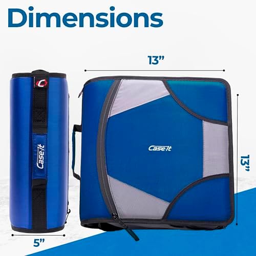 Case-it King Sized Zip Tab School Zipper Binder 4-Inch D-Rings,800 Sheet Capacity,5-Subject Expanding File Folder,Multiple Pockets & Storage Organizer,Shoulder Strap D-186 Midnight Blue(Pack of 4) - Image 5