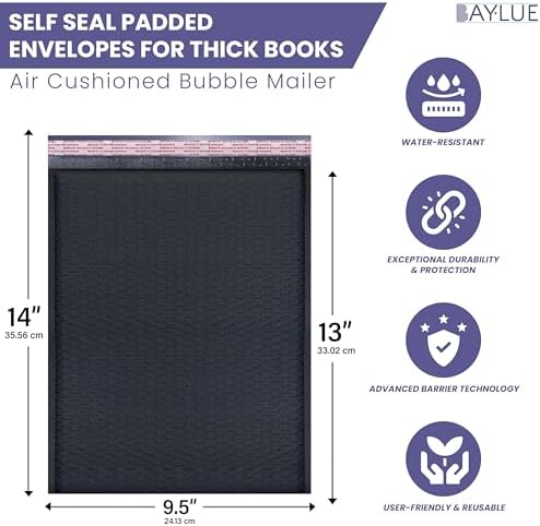 Black Bubble Mailers 10x13, Self Seal Poly Padded Envelopes, 100 Pack Bulk - Image 2