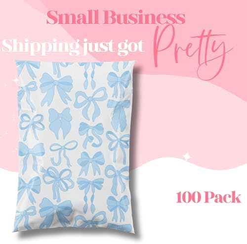 Pretty Package Store Poly Mailers 10x13, Blue Bows, 100 Pack - Image 6