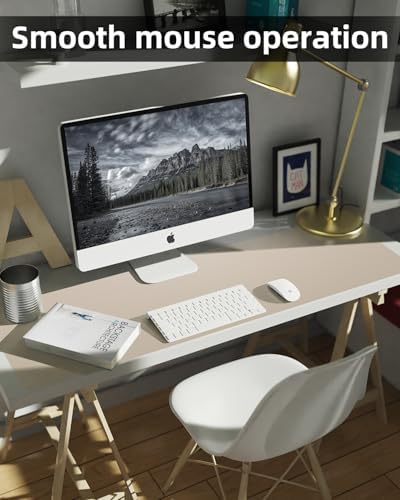 Extra Large Desk pad, Leather Desk Pad Protector,Office Desk Mat,Mouse Pad, Non-Slip Desk Blotter, Laptop Desk Pad, Waterproof Desk Writing Pad for Office&Home (Apricot, 55" x 17") - Image 4