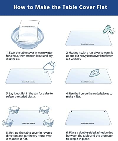 36X96 Inch Crystal Clear Dining Table Cover 1.5mm Thick Vinyl Plastic Tablecloths Protector Office Desk Pad Mat Waterproof Transparent Wooden Furniture Topper Protective Cover Chair Floor Mats - Image 7