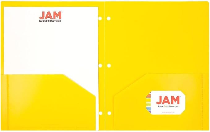 JAM PAPER Heavy Duty Plastic 3 Hole Punch Pocket Folders - Extra Tough School Folders - Yellow - Bulk 144/Box - Image 5
