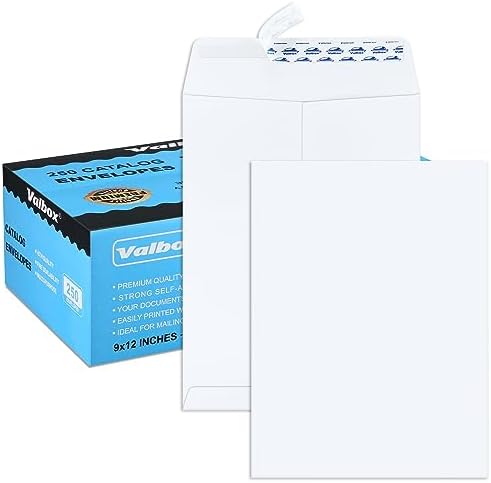 ValBox 9x12 Self Seal Catalog Envelopes 250 Packs White Envelopes with Peel and Seal Flap for Mailing, Organizing and Storage by ValBox