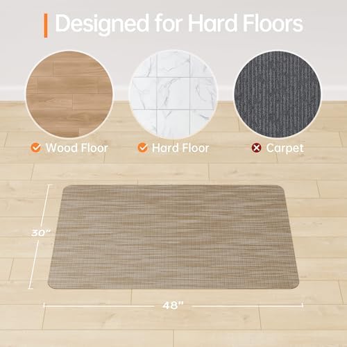 Office Chair Mat, 30" x 48" Computer Chair Mat for Hardwood Floor, Non-Curve Anti Slip Hard Floor Protector for Rolling Chair, PVC Mat Desk Rug for Home Office - Image 2