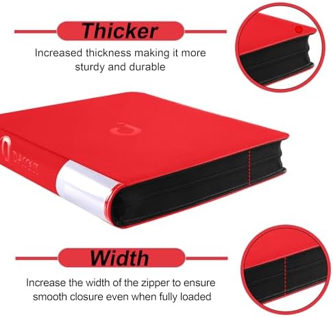 Premium Card Binder 16 Pocket - Fits 1600 Cards，4X4 Ringless Card Album with Sleeves for Trading Cards & Sports Cards（Model C，Classic Red） - Image 4