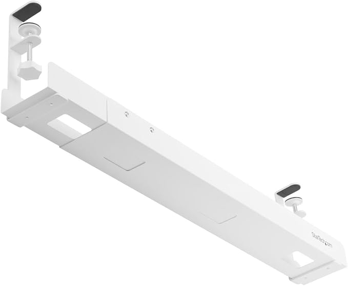 StarTech Under Desk Cable Management Tray, White (CALW-Desk-Cable-Tray) | Clamp-On Installation, No Drilling Required, Length Adjustable - Image 5