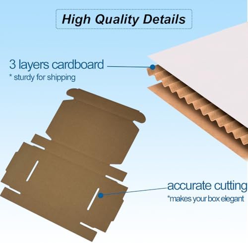 ROTCH 6x4x1'' Small Shipping Boxes, 25 Pack, Cardboard Corrugated Mailers, White (M641-25-W) - Image 3