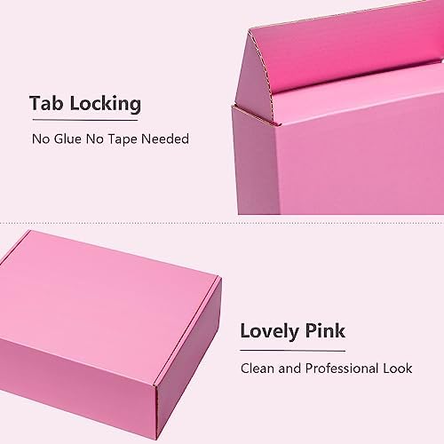 Timirog Shipping Boxes 12x9x2 Inches 25 Pack Pink Corrugated Cardboard - Image 4