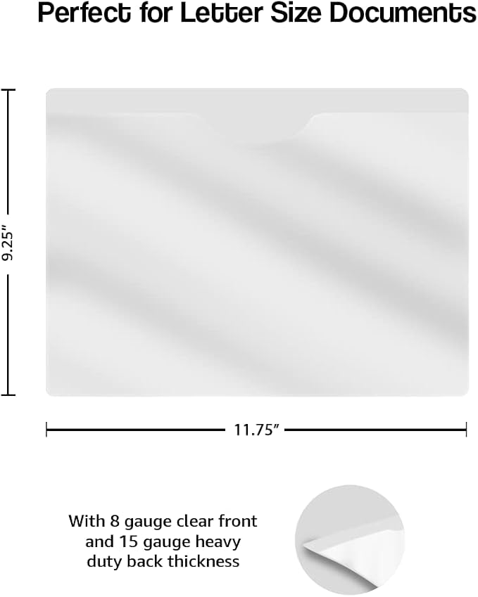 Frosted Clear Plastic Folders with Closed Sides, Doctor Stuff, Letter Size, Clear Front Top Loading Job Jacket, Documents Holder for Office, High School and Medical Files, Pack of 50 - Image 2