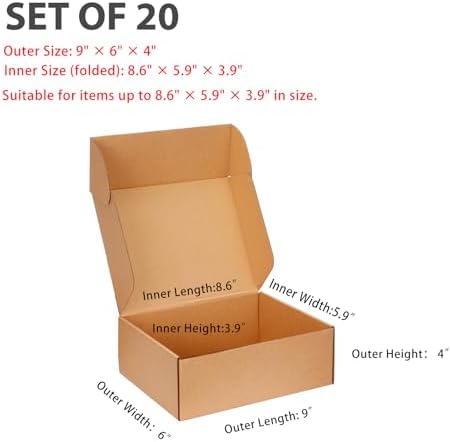 Kraft Brown Shipping Boxes 9x6x4 Inches, 20 Pack - Image 2