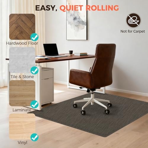 BAGAIL Office Chair Mat for Hardwood Floor, 48"x60" Heavy Duty Computer Chair Mat - Fast Flat & Smooth Glide - Non-Slip Desk Chair Floor Protector for Home Office - Dark Brown - Image 5