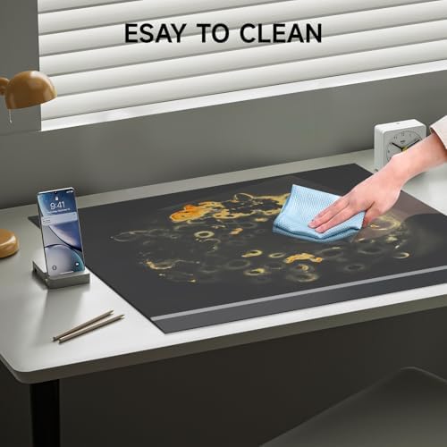 VASUHOME 24" x 18" Black Tempered Glass Desk Mat - Multi-Functional Desk Pad for Keyboard and Monitor Protection, Dry Erase Surface, Ideal Table Top Protector for Home & Office - Image 6