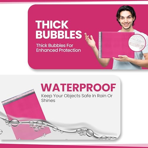 Hot Pink Bubble Mailers 14.50x20, Poly Padded Envelopes #7, 15 Pack - Image 5