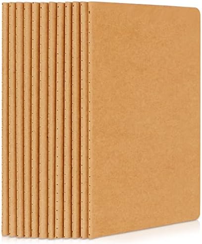 EUSOAR Blank Page Notebook, 12pcs A5 5.5"x8.3" 60 Pages Soft Cover Kraft Ruled Subject Journal Notebooks, Writing Note Pads Sketchbook Memo Composition,for School Office College Work Note Taking Diary by EUSOAR