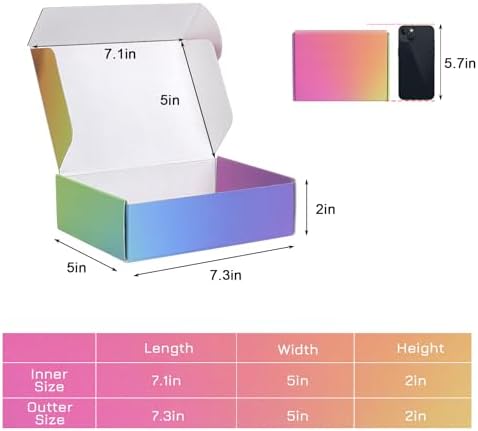 7x5x2 Shipping Boxes Small, 45 Pack Rainbow Corrugated Cardboard Mailer Boxes for Small Business, Mailing, Packaging - Image 2