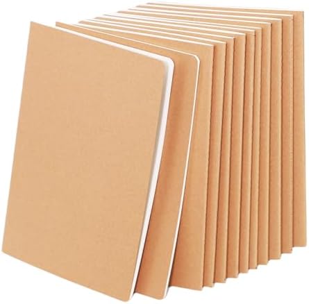 12 Pack A5 Blank Notebook Bulk Kraft Cover Travel Journals Composition Diary Subject Notebooks Planner 60 Pages, 8.3”x 5.5” by Unknown