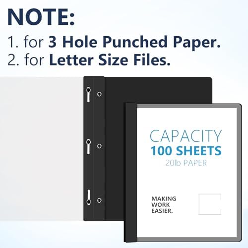 Feifeiya 48 Pack Plastic Report Covers with 3 Prongs Presentation Folders Bulk, 100 Sheet Capacity, Clear Front Report Covers for Presentation Document Paper School Office Supplies (Blue,Black) - Image 3