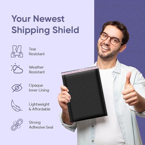 Black Bubble Mailers 6x10, Poly Padded Envelopes #0, 500 Pack Bulk - Image 4