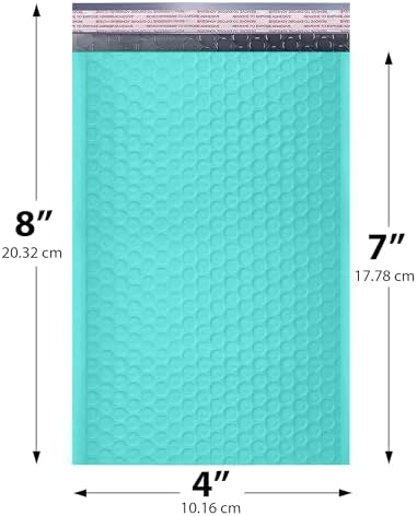 Teal Bubble Mailers 4x8, Self Seal Poly Padded Envelopes #000, 500 Pack - Image 2